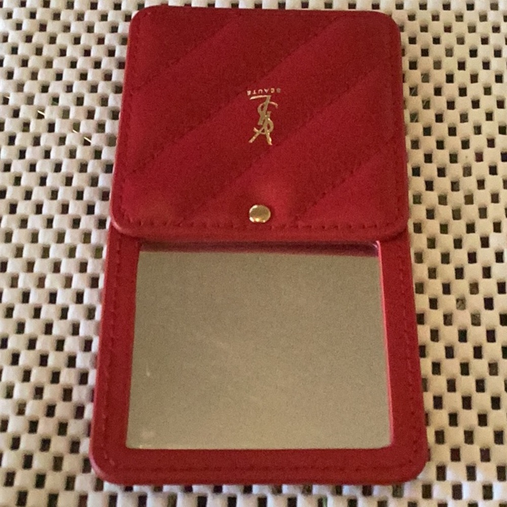 YSL Red Quilted Compact Mirror